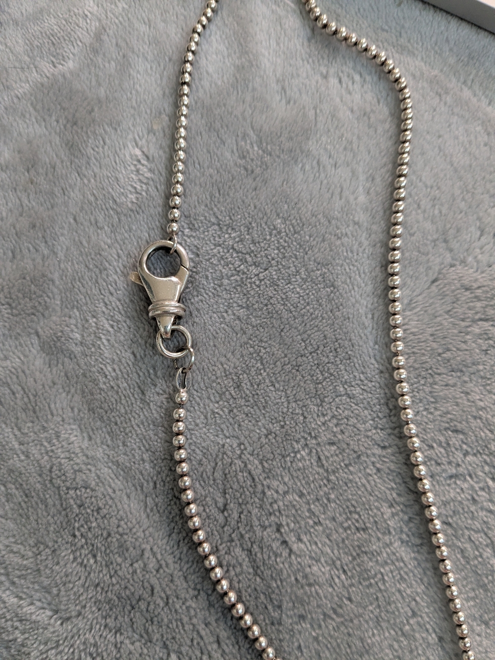 Sterling Silver Beaded Chain Necklace - Silver 925